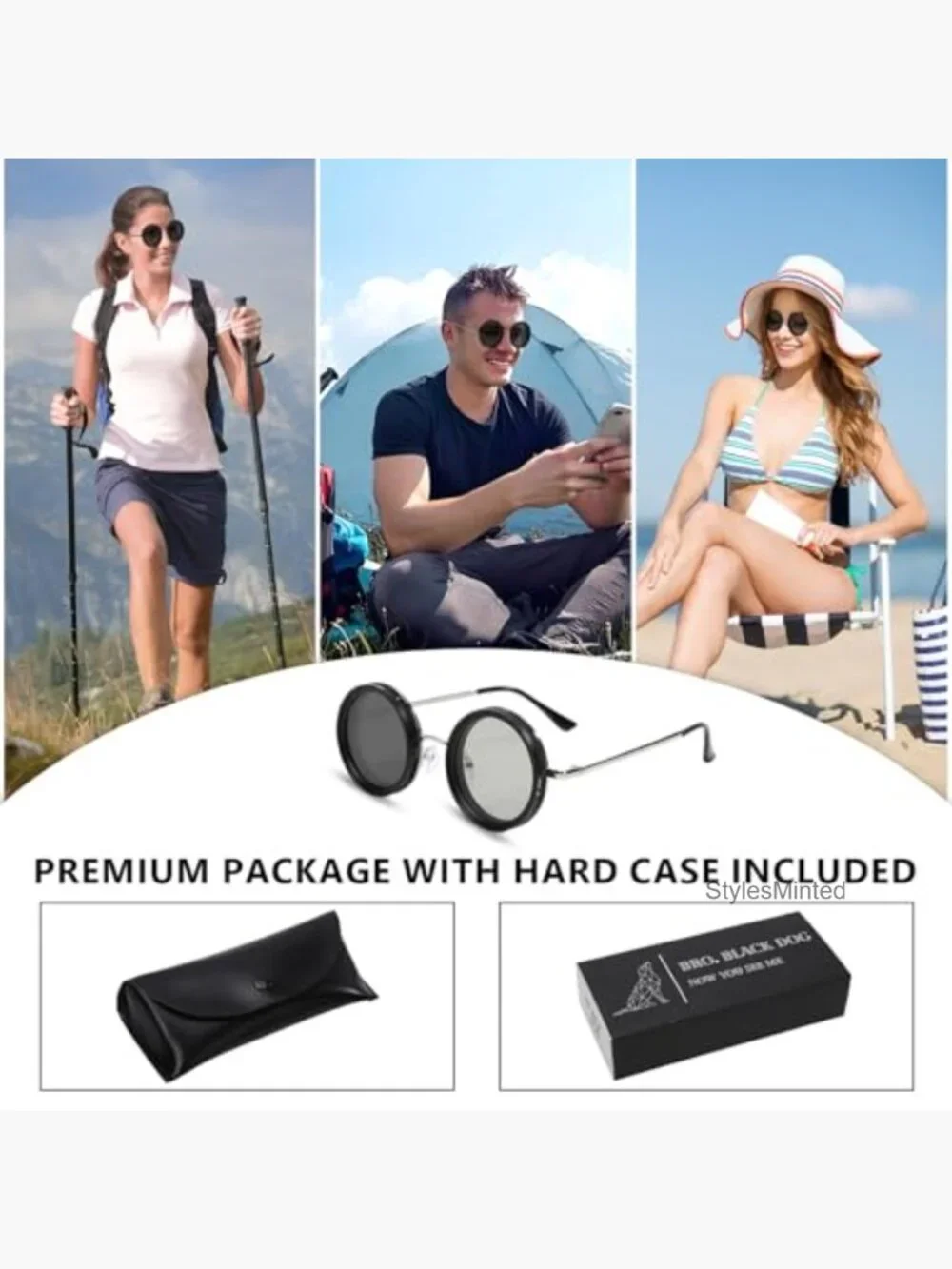 Adjustable Tint Polarized Sunglasses Round Frame UV400 with Case